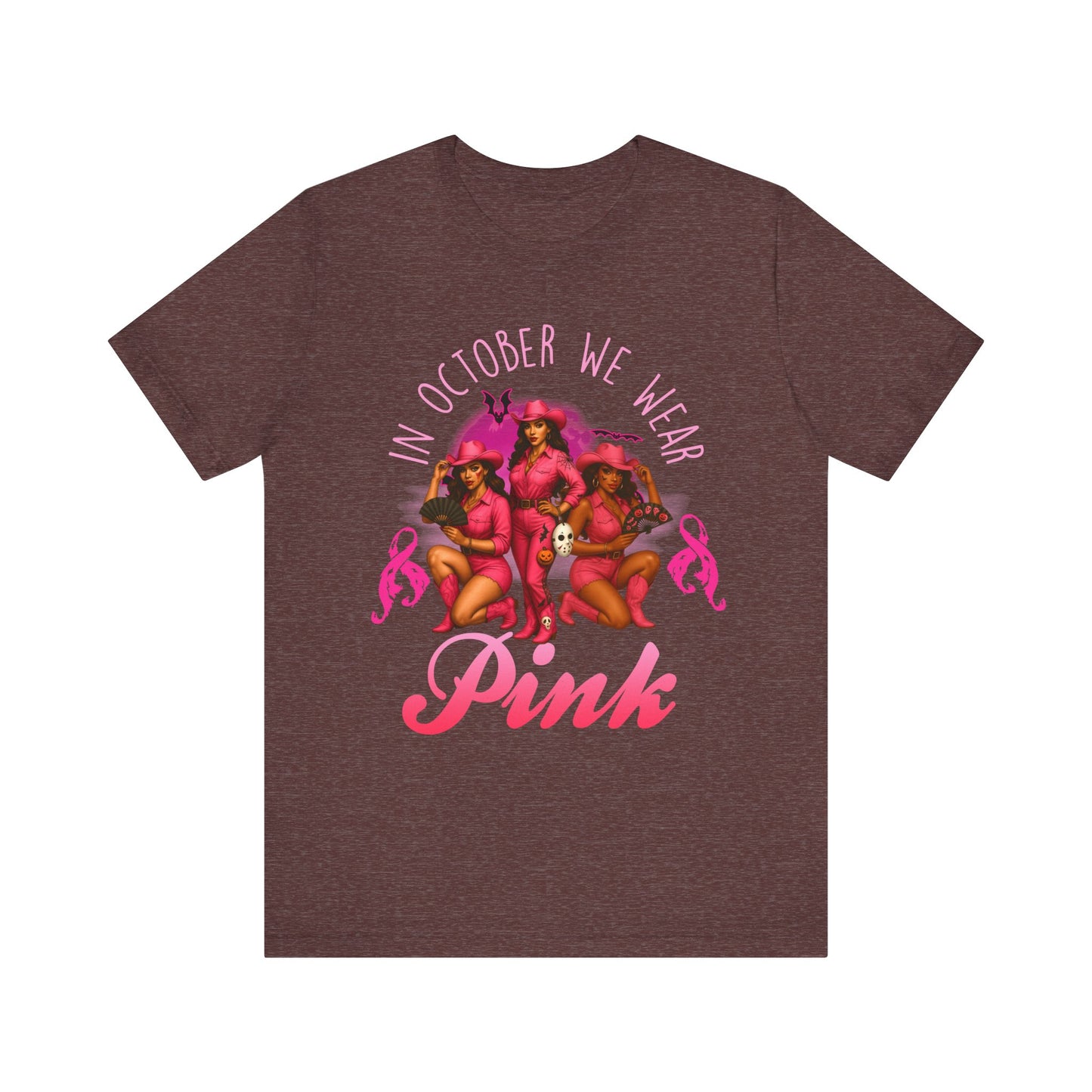In October We Wear Pink Shirt – Western Cowgirl Breast Cancer Awareness Tee