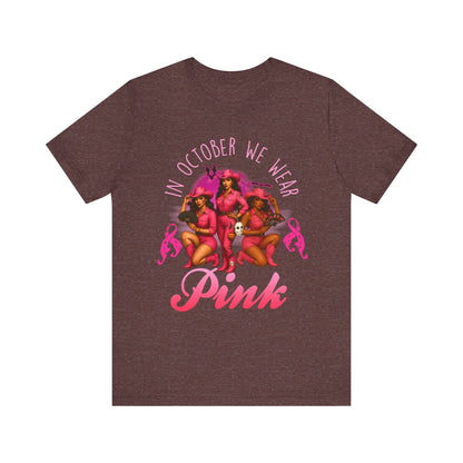 In October We Wear Pink Shirt – Western Cowgirl Breast Cancer Awareness Tee