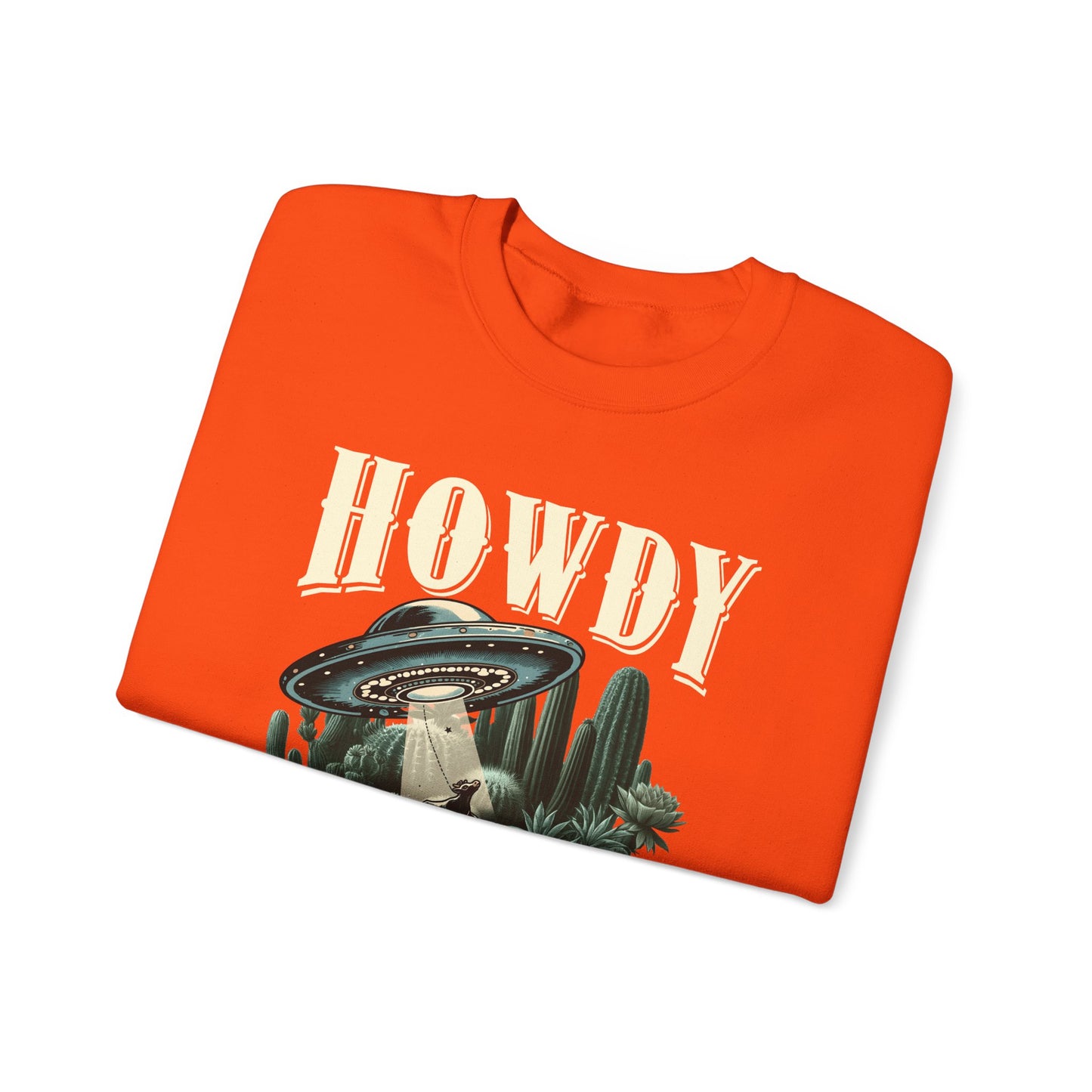 Howdy Cow Abduction Sweatshirt – Western UFO Rodeo Cactus Texas Pullover