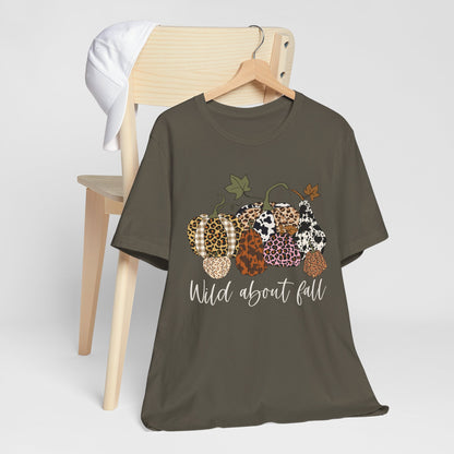 Wild About Fall Shirt – Pumpkin Leopard Plaid Autumn Thanksgiving Tee
