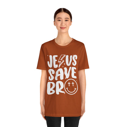 Jesus Saves Bro Shirt – Funny Retro Christian Cross Christmas Faith Tee