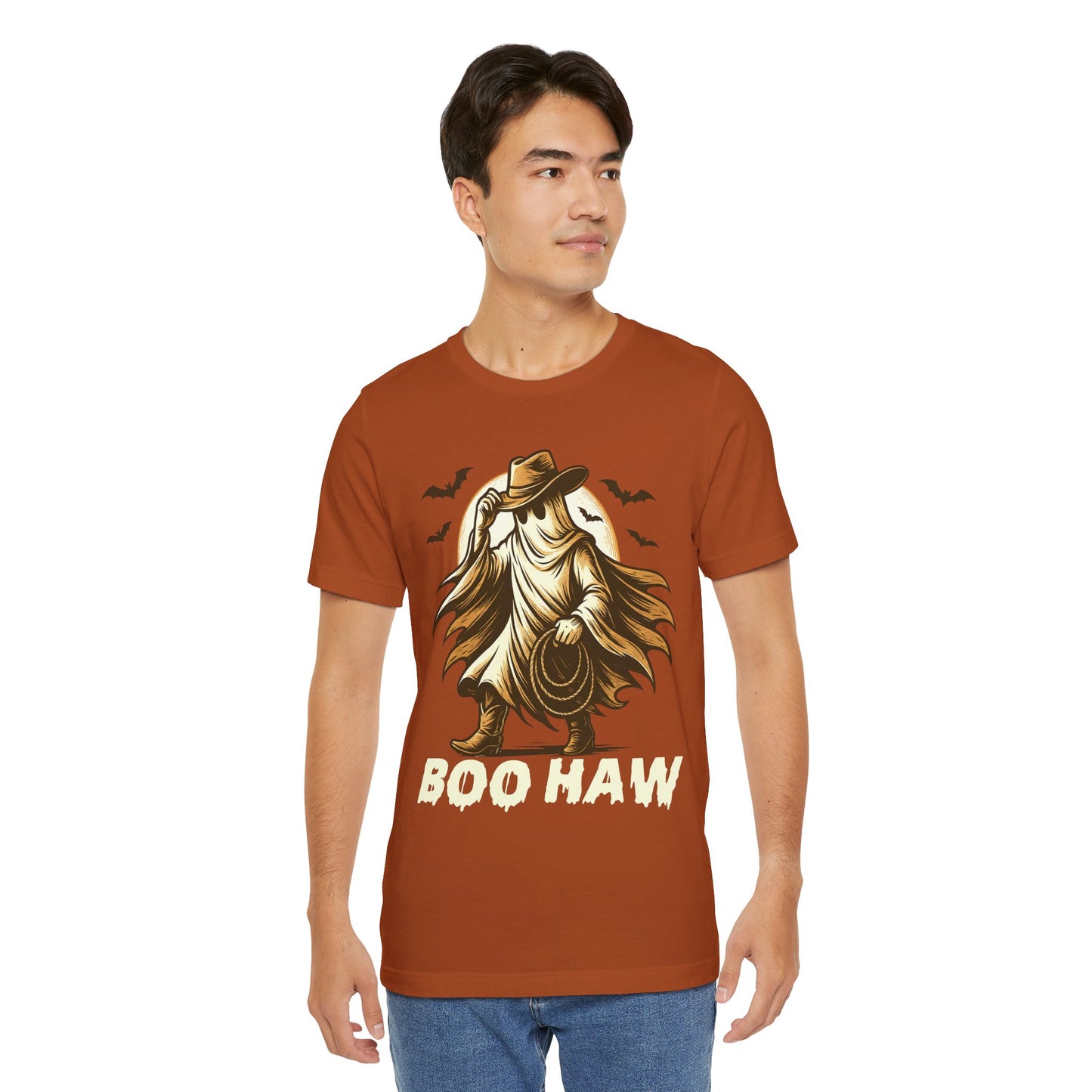 Boo Haw Shirt Ghost Cowboy Western Halloween Tee, Funny Rodeo Spirit Fall Outfit