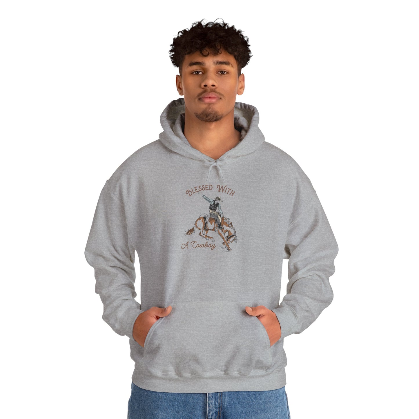 Blessed with a Cowboy Hoodie – Retro Christian Western Rodeo Country Pullover