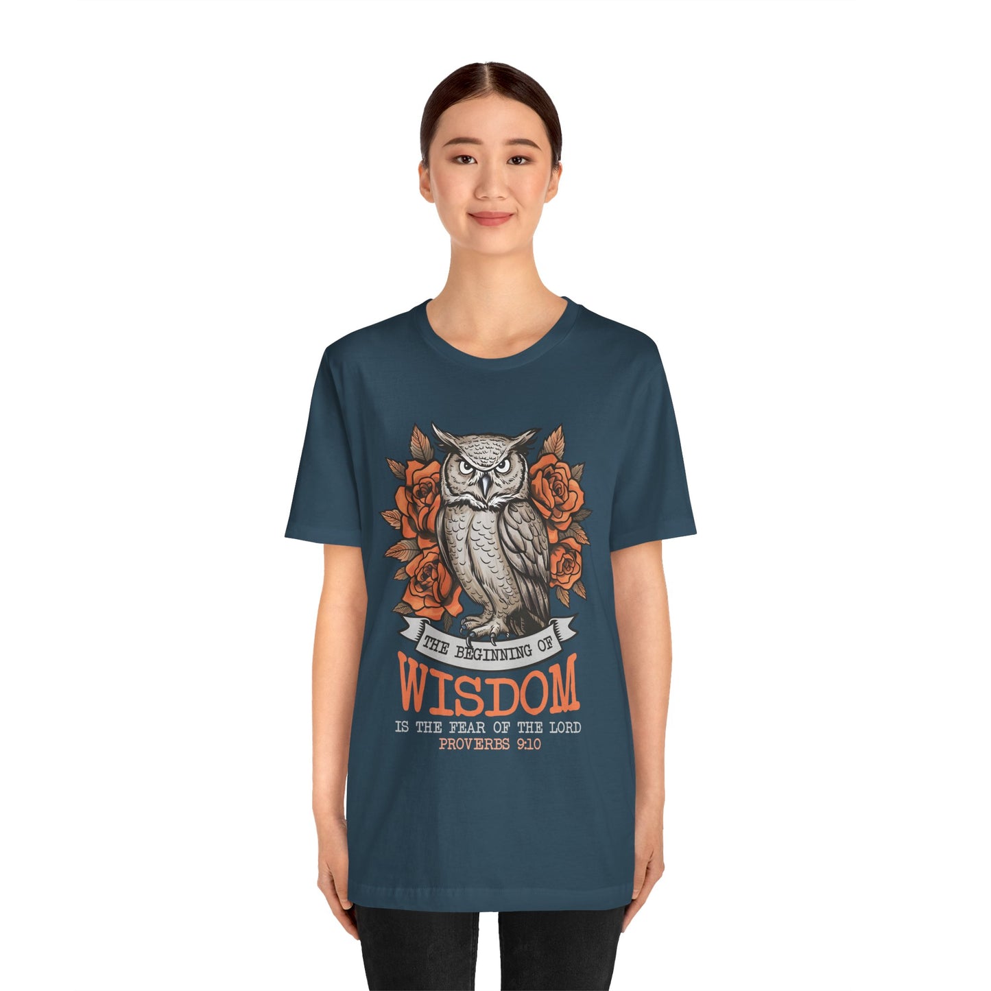 The Beginning of Wisdom Shirt – Boho Owl Flowers Christian Proverbs 9:10 Tee