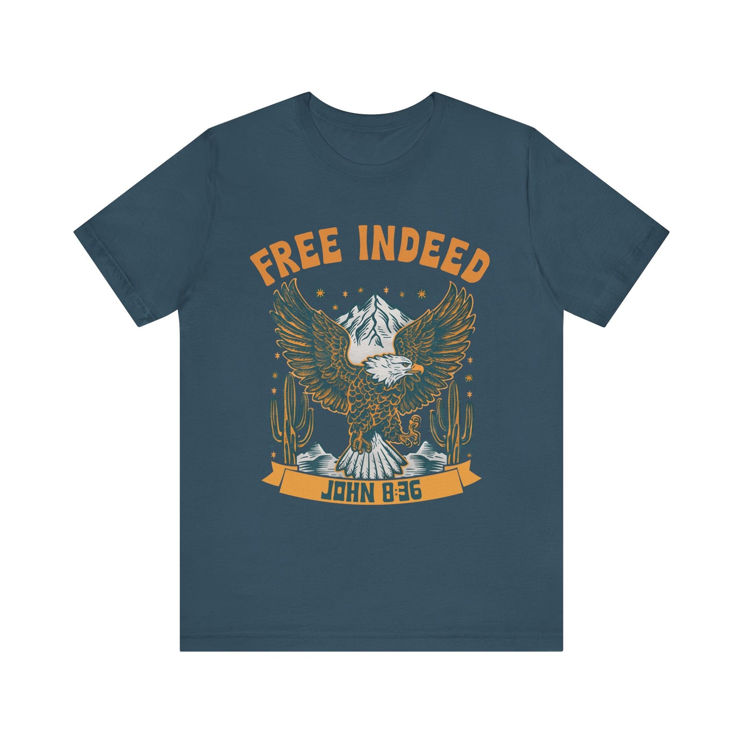 Free Indeed Shirt – Vintage John 8:36 Christian Eagle Bible Prayer Tee