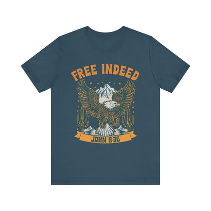 Free Indeed Shirt – Vintage John 8:36 Christian Eagle Bible Prayer Tee