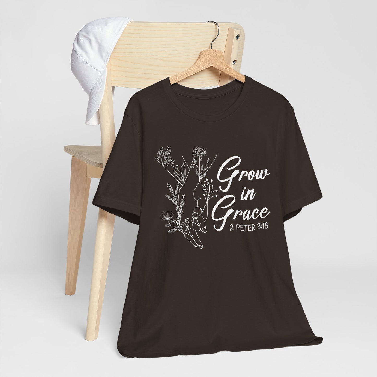 Grow in Grace Shirt – 2 Peter 3:18 Floral Christian Faith Bible Verse Tee