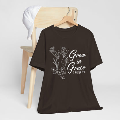 Grow in Grace Shirt – 2 Peter 3:18 Floral Christian Faith Bible Verse Tee