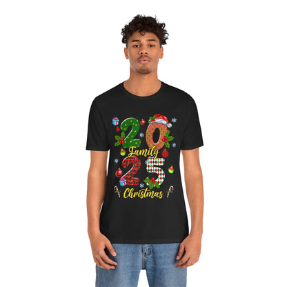 2025 Family Christmas Shirt – Red Plaid Santa Hat Matching Holiday Tee