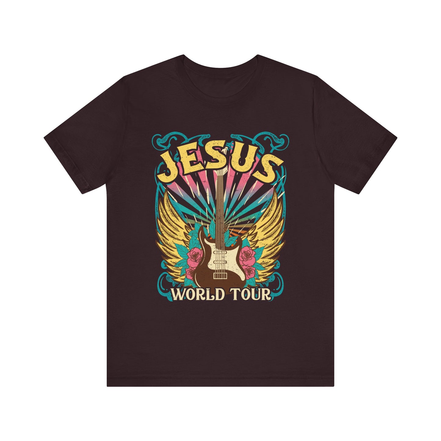 Jesus World Tour Shirt – Retro 70s 80s Rock Concert Guitar Christian Tee