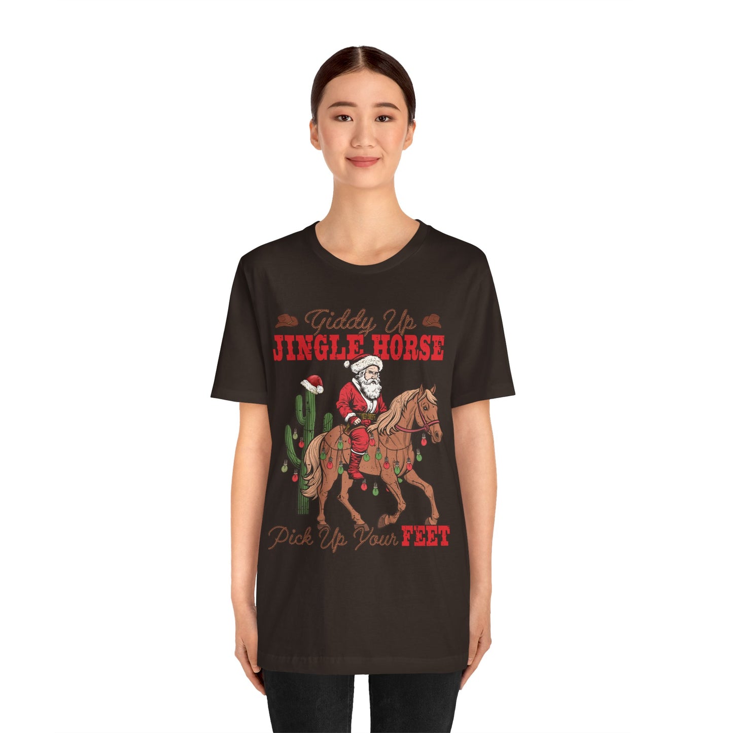Giddy Up Jingle Horse Shirt – Retro Howdy Christmas Western Cowboy Holiday Tee