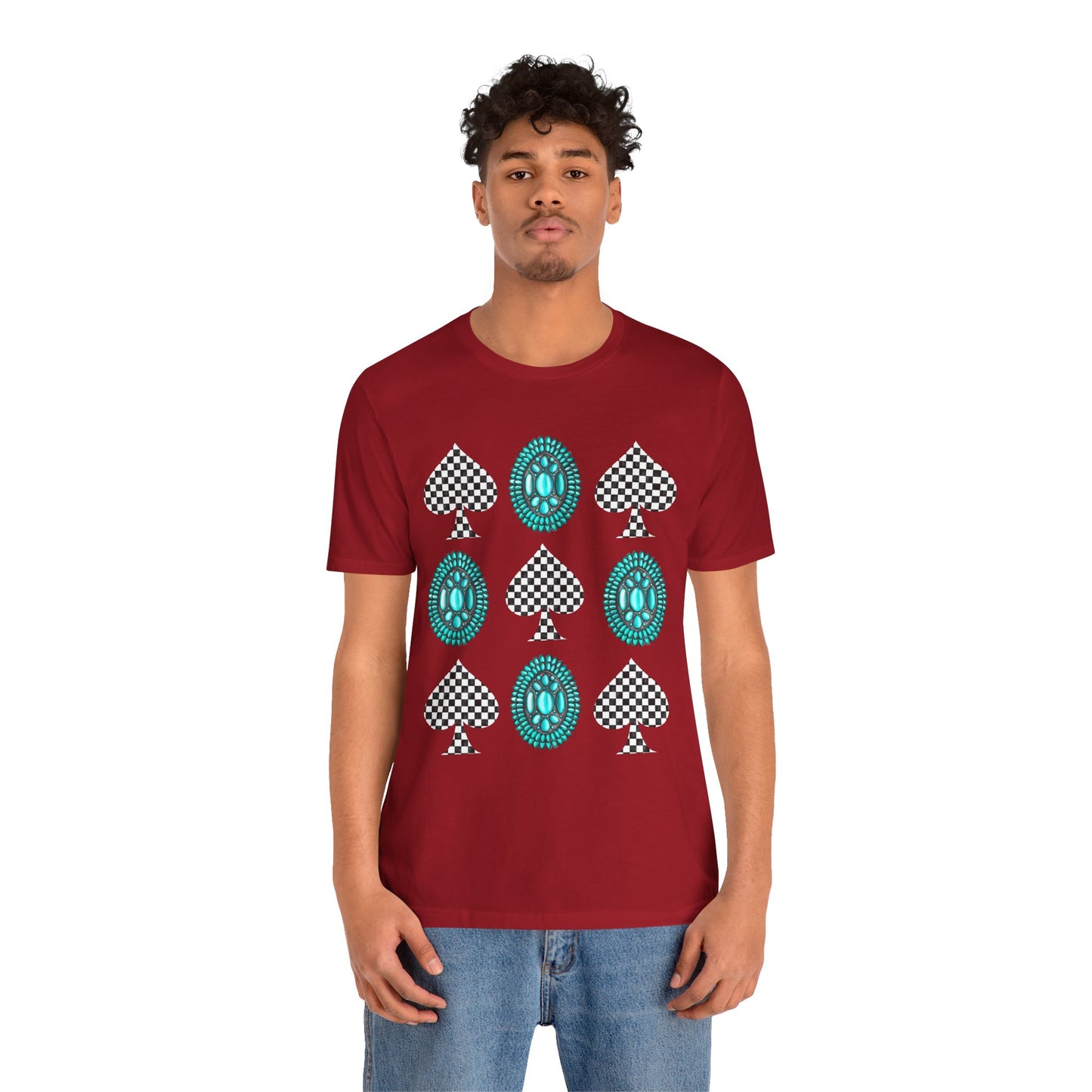 Western Turquoise Stone Shirt – Gemstone Playing Card Texas Rodeo Tee