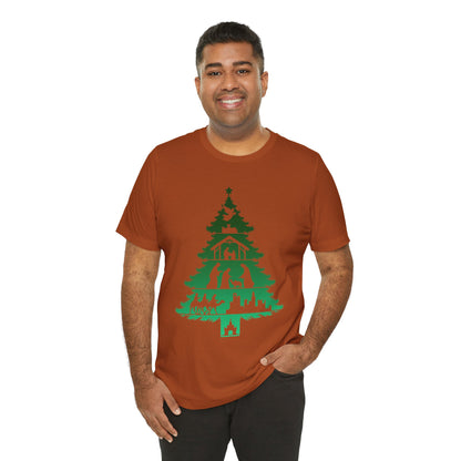 Nativity Christmas Tree Shirt – Christian Faith Holiday Pajama Top Tee