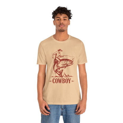 Cowboy Riding a Giant Fish Shirt – Vintage Western Fishing Rodeo Tee