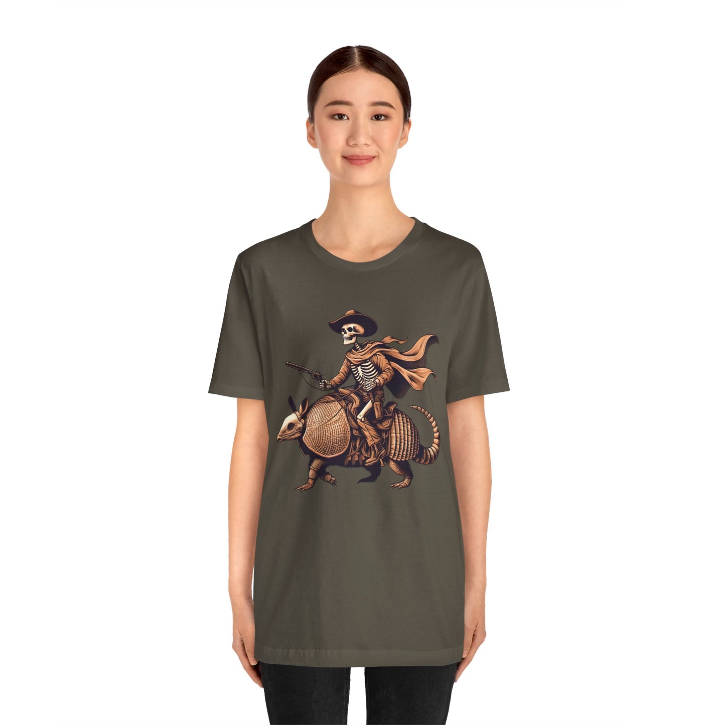 Cowboy Skeleton Riding Armadillo Shirt – Howdy Western Texas Rodeo Tee