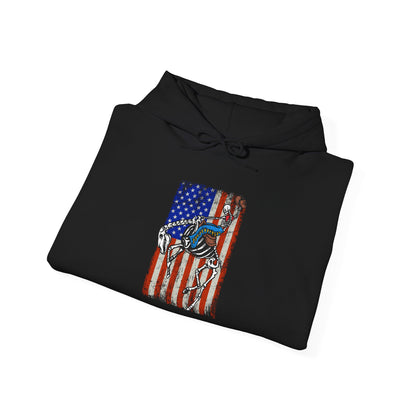 US Flag Skeleton Cowboy Hoodie – Western Horse Riding Rodeo Pullover