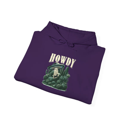Howdy Cow Abduction Hoodie – Western UFO Rodeo Cactus Desert Texas Pullover