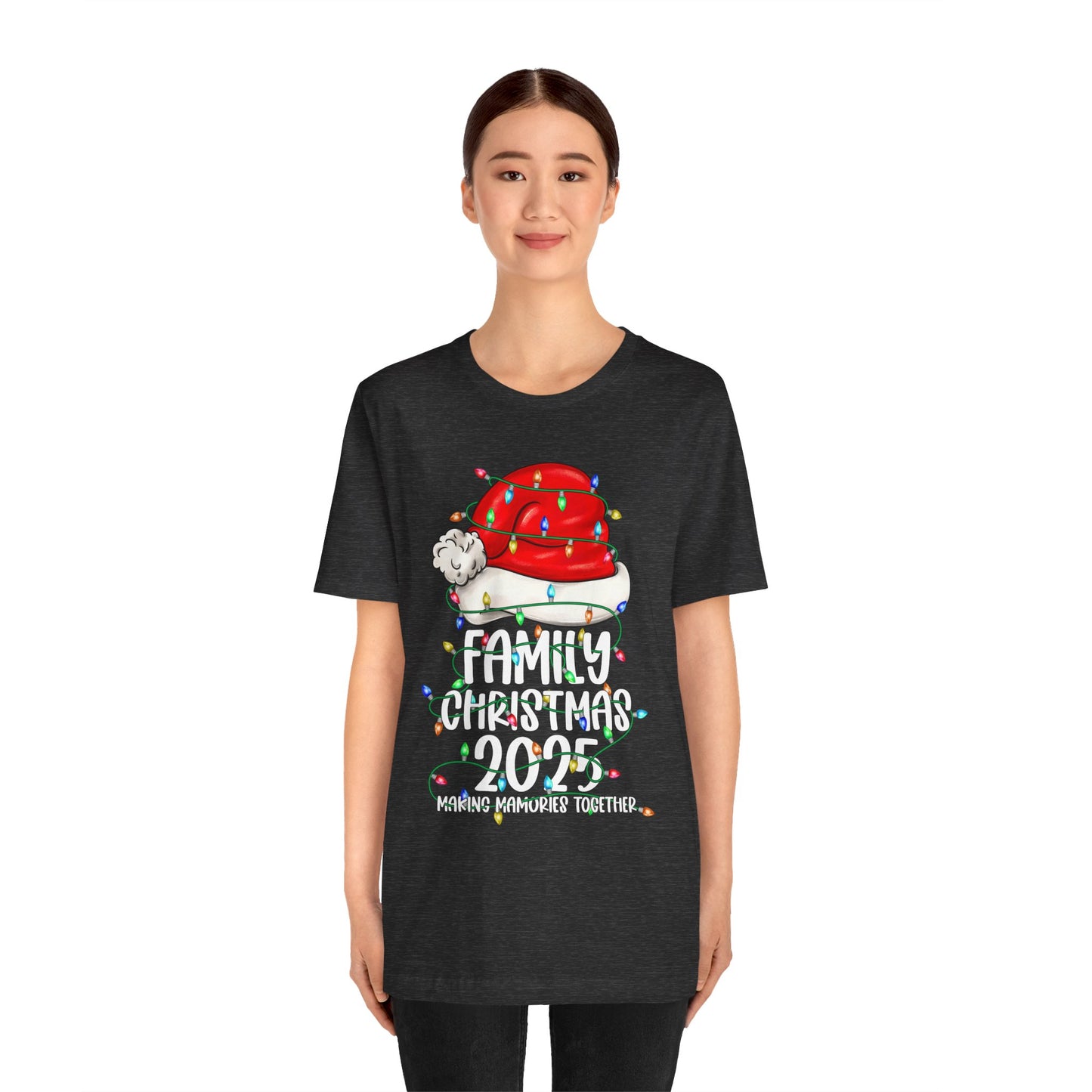 Family Christmas 2025 Shirt – Santa Hat & String Lights Matching Holiday Tee