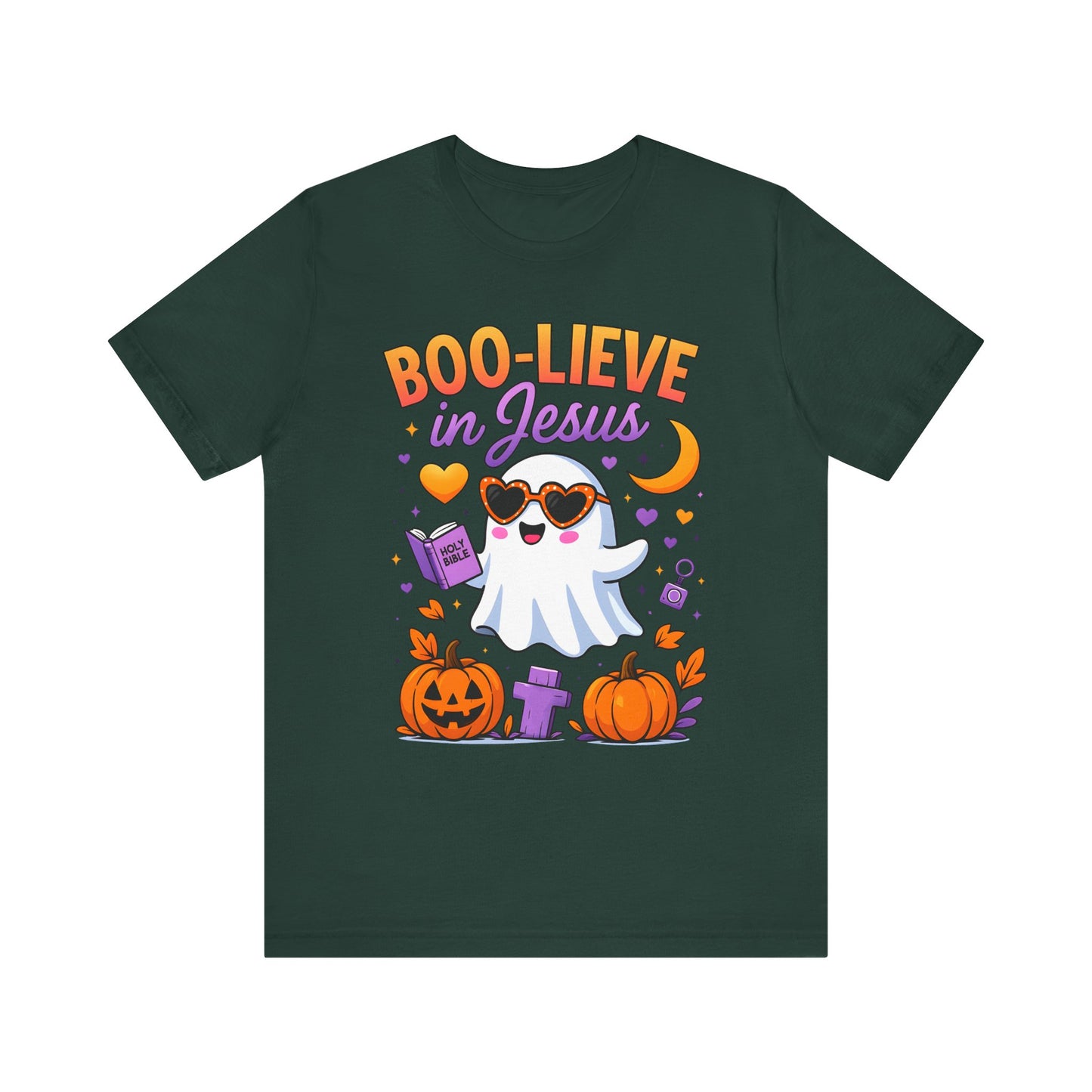 Boo-lieve in Jesus Shirt – Pastel Ghost Funny Christian Halloween Faith Tee