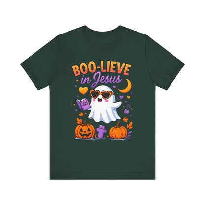 Boo-lieve in Jesus Shirt – Pastel Ghost Funny Christian Halloween Faith Tee