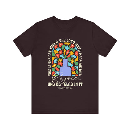Rejoice and Be Glad In It Shirt – Boho Floral Christian Psalm 118:24 Faith Tee