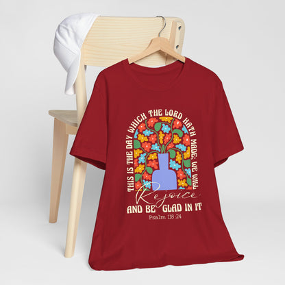 Rejoice and Be Glad In It Shirt – Boho Floral Christian Psalm 118:24 Faith Tee