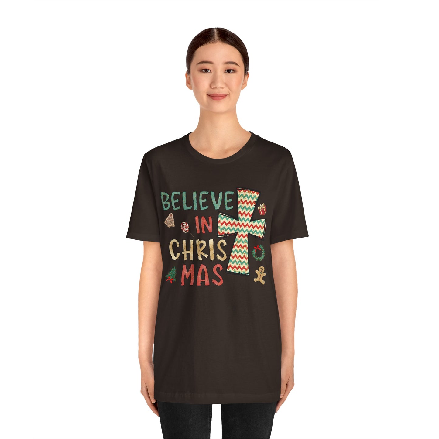 Believe in Christ-Mas Shirt – Retro Christian Jesus Vintage Holiday Faith Tee