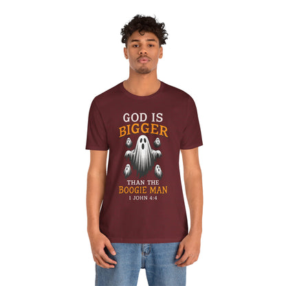 God Is Bigger Than the Boogie Man Shirt – Christian Ghost Halloween Faith Tee