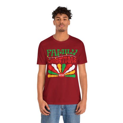 Family Christmas 2025 Shirt – Retro Groovy Matching Holiday Sunburst Tee