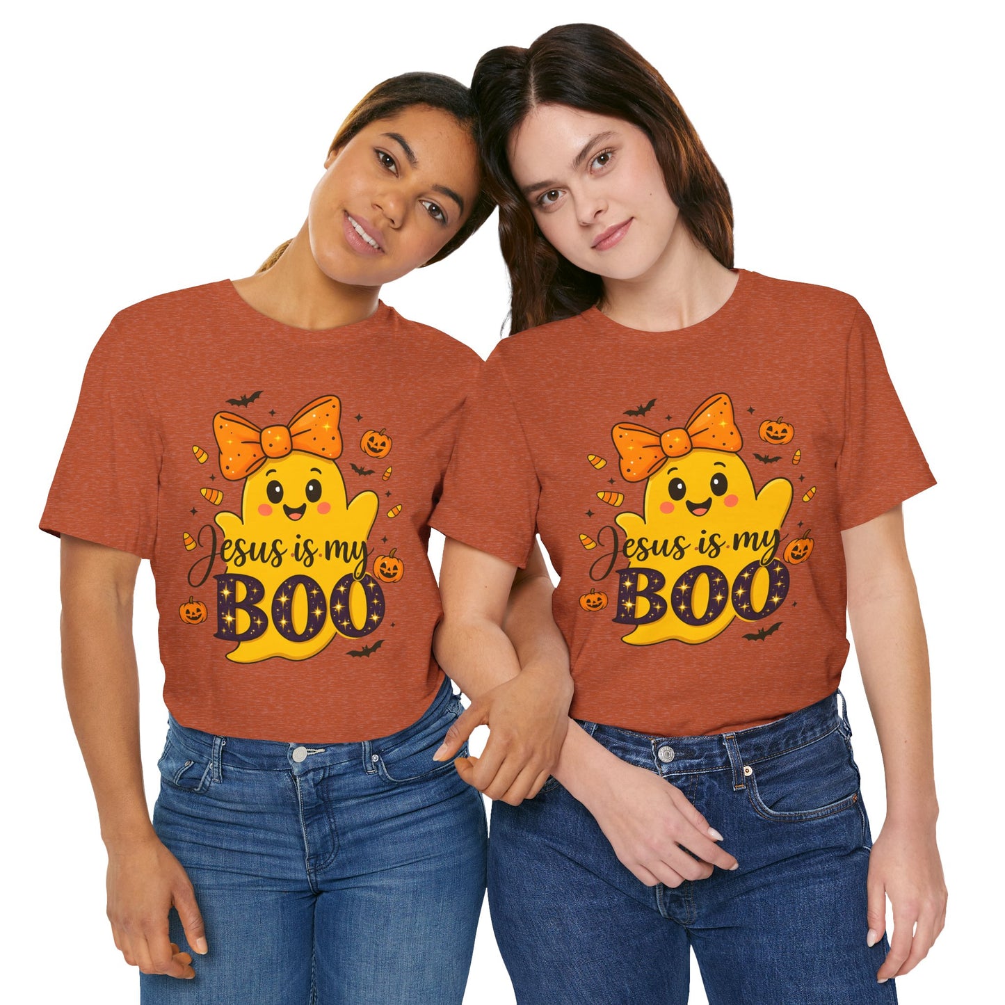 Jesus Is My Boo Shirt – Cute Christian Ghost with Bow Halloween Faith Tee
