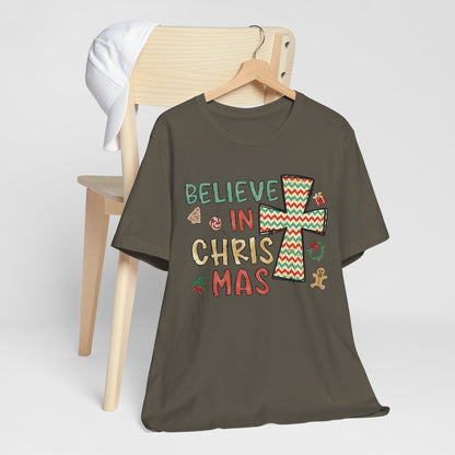 Believe in Christ-Mas Shirt – Retro Christian Jesus Vintage Holiday Faith Tee