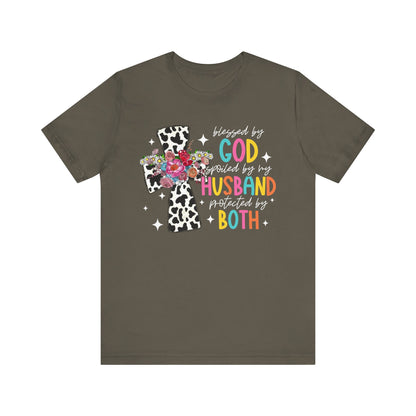 Blessed and Protected Shirt – Christian Floral Cross Leopard Print Bold Faith Tee