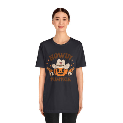 Howdy Pumpkin T-Shirt, Retro Western Cowboy Cowgirl Halloween Tee