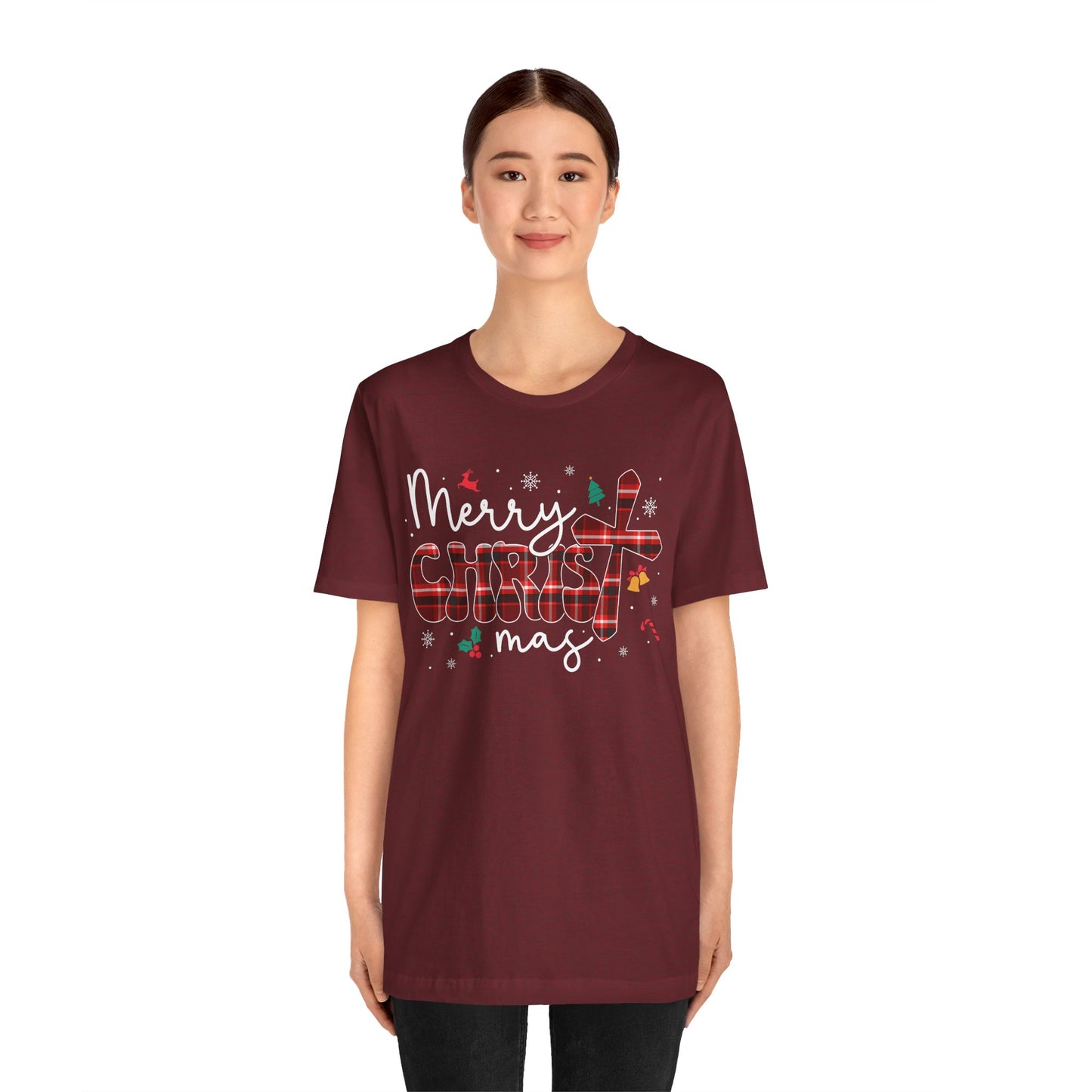Merry Christmas Cross Shirt – Christian Buffalo Plaid Family Pajama Tee