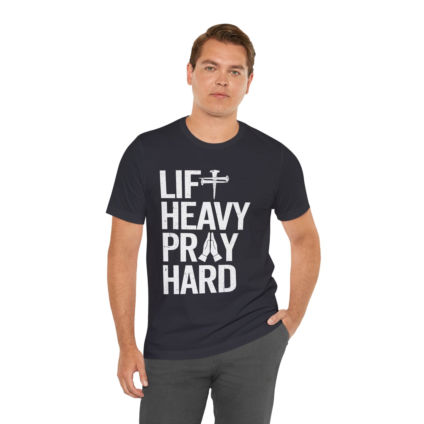 Lift Heavy Pray Hard Cross Nails Trendy Christ Gym Vintage T-Shirt