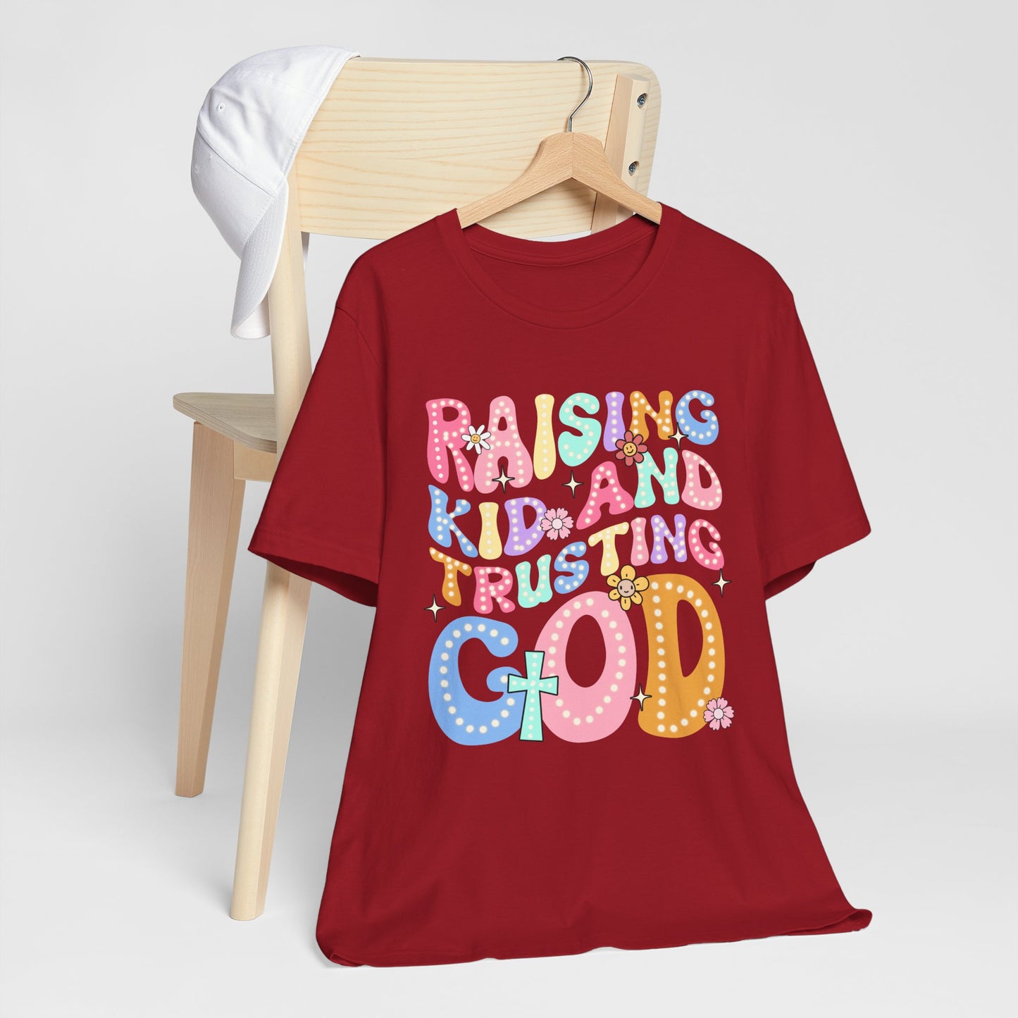 Raising Kids and Trusting God Shirt – Groovy Christian Faith-Fueled Mama Tee