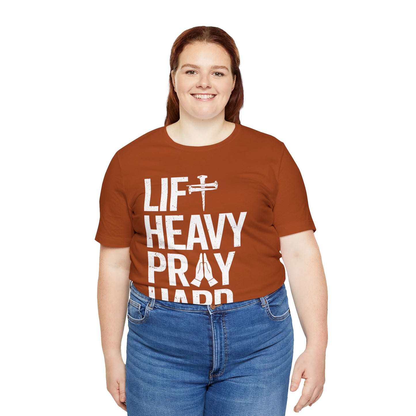Lift Heavy Pray Hard Cross Nails Trendy Christ Gym Vintage T-Shirt