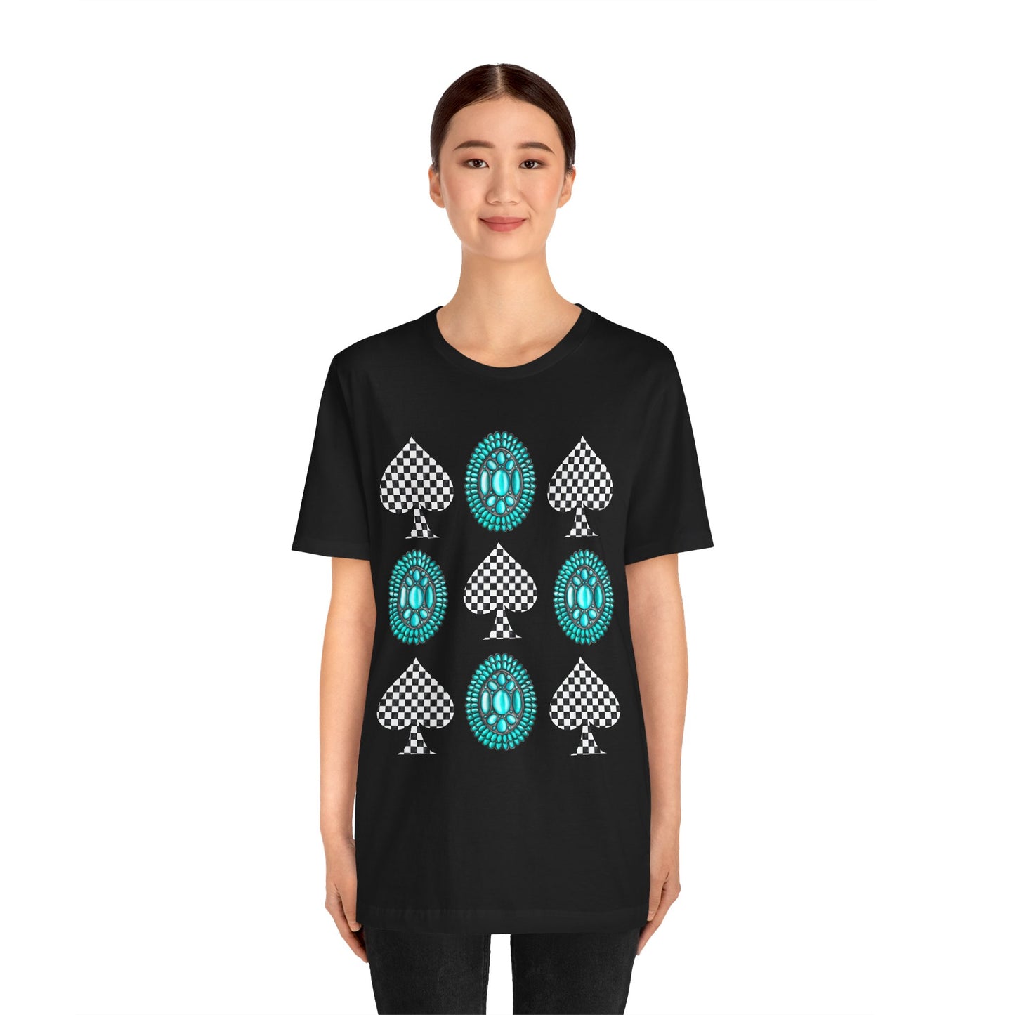 Western Turquoise Stone Shirt – Gemstone Playing Card Texas Rodeo Tee