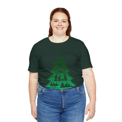 Nativity Christmas Tree Shirt – Christian Faith Holiday Pajama Top Tee