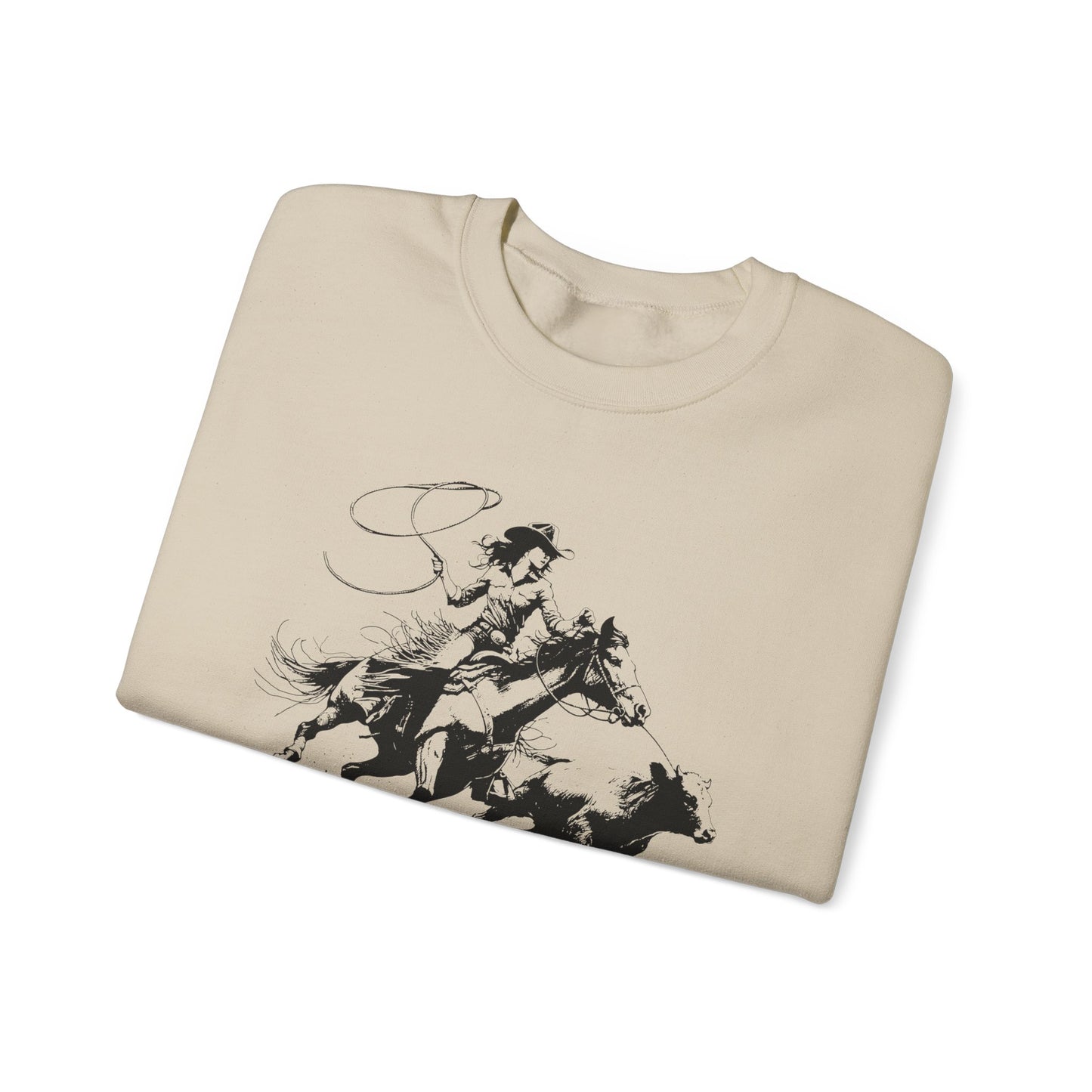 Cowgirl Roping Calf Sweatshirt – Western Horse Rodeo Racing Farm Pullover