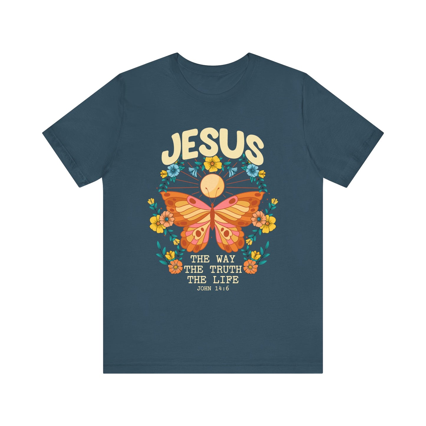 Jesus Butterfly Wildflower Shirt – John 14:6 Scripture Floral Christian Tee