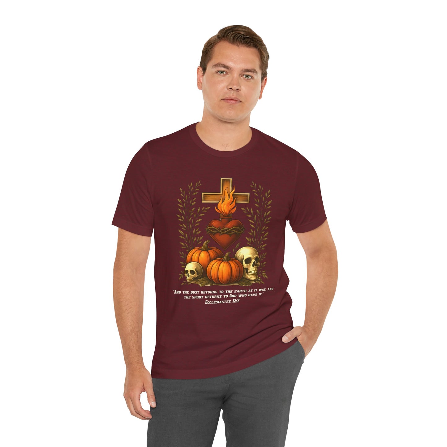 Sacred Heart Halloween Shirt – Jesus Skulls Pumpkins Christian Cross Tee
