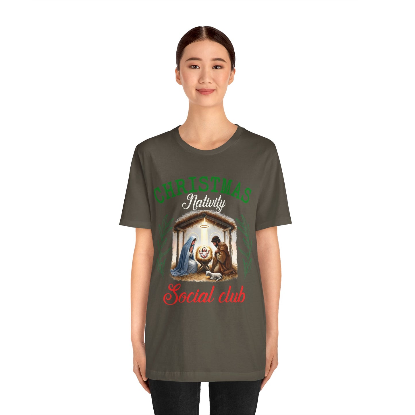 Christmas Nativity Social Club Shirt – Christian Nativity Scene Faith Holiday Tee