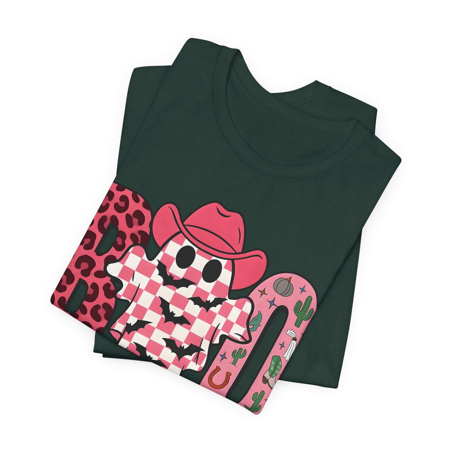Pink BOO Shirt – Western Ghost Cowgirl Hat Halloween Tee