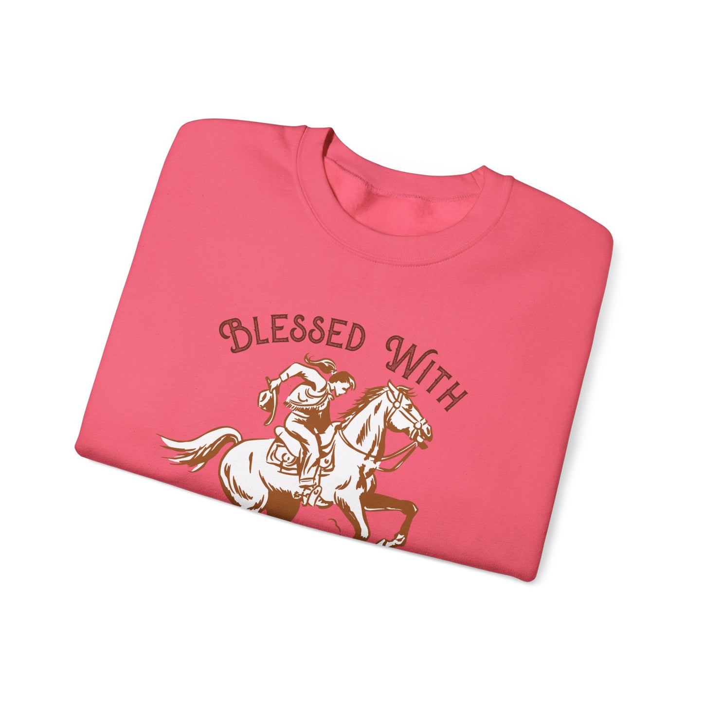 Blessed with a Cowgirl Sweatshirt – Retro Christian Western Rodeo Pullover