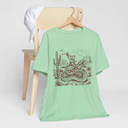 Cowboy Mouse Riding Rattlesnake Shirt – Funny Wild West Rodeo Tee