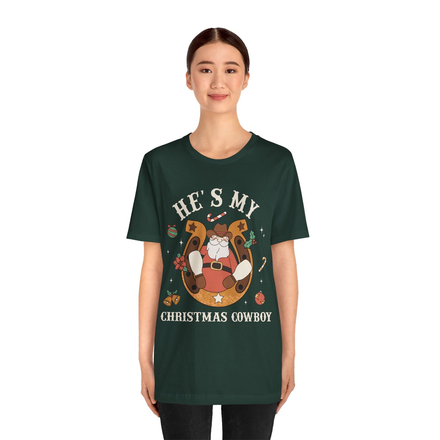 He’s My Christmas Cowboy Shirt – Western Santa Couples Matching Holiday Tee