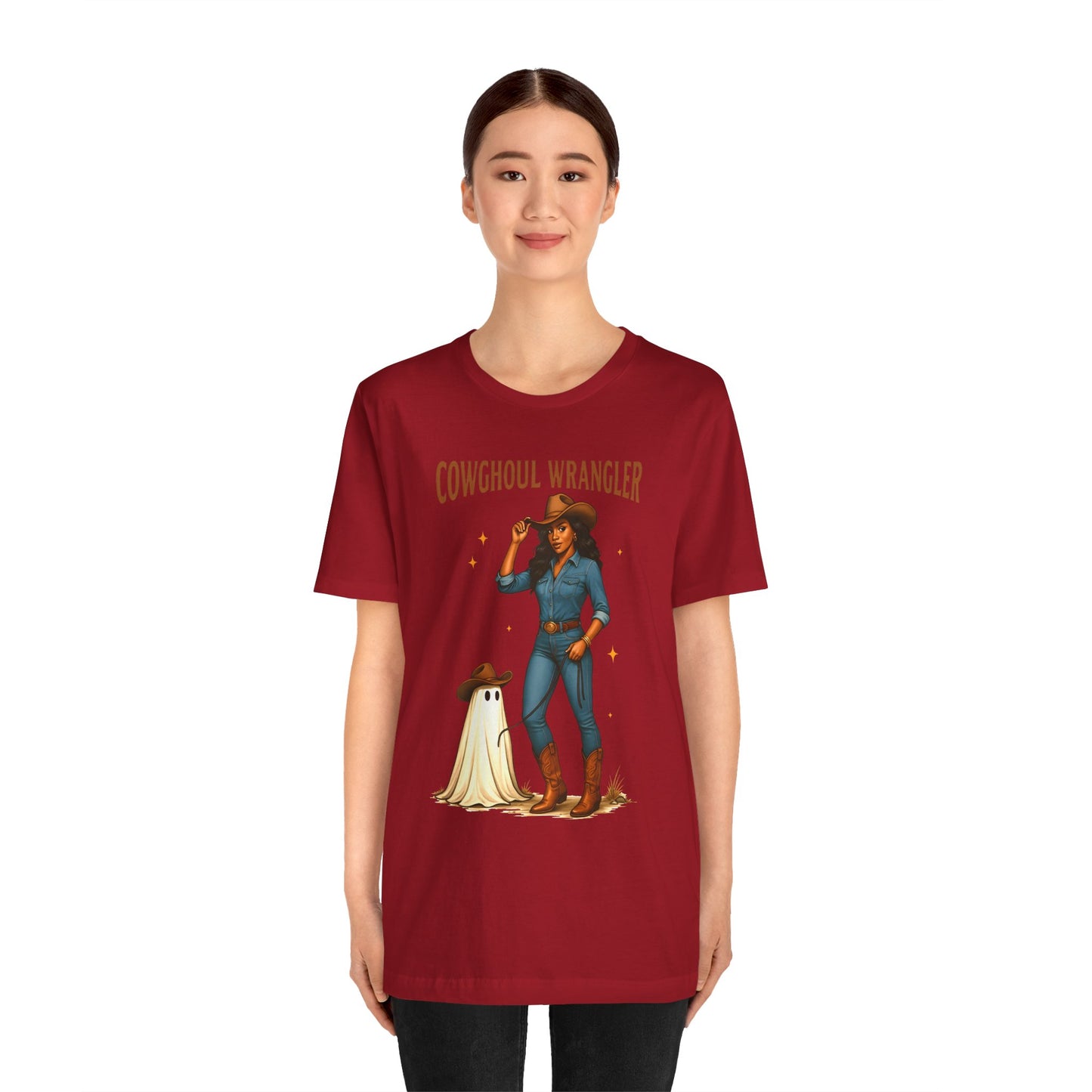 Cowghoul Wrangler Shirt Western Cowgirl Cowboy Ghost Halloween Tee, Spooky Rodeo Fall Outfit
