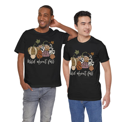 Wild About Fall Shirt – Pumpkin Leopard Plaid Autumn Thanksgiving Tee