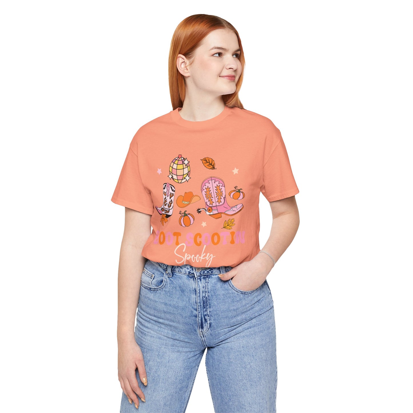Boot Scootin Spooky Howdy Western Halloween Thanksgiving T-Shirt, Retro Cowgirl Fall Tee